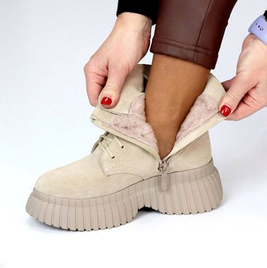 Жіночі черевики на шнурках на платформі натуральна замша OTIS 1-3, 41, зима, набивна вовна