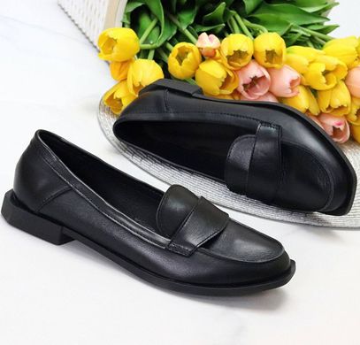 Женские туфли-лоферы на низком ходу черные натуральная кожа DAISY 1-3, 36, деми, натуральная кожа