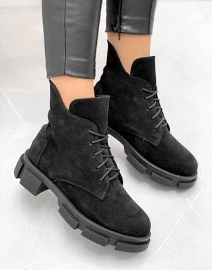 Женские ботинки на платформе черные натуральная замша KRIS 1-2, 41, деми, байка