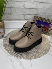 Женские ботинки - хайтопы бежевые на платформе натуральная кожа TOPI 1-1, 41, деми, байка