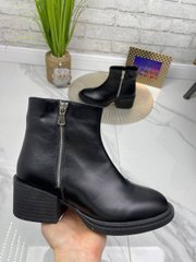 Женские ботинки черные не высокий каблук натуральная кожа MAMA 1-1, 41, деми, байка