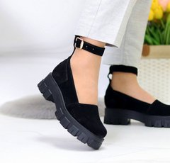 Женские туфли черные на платформе черные натуральная замша ANNA 1-1, 41, деми, натуральная кожа