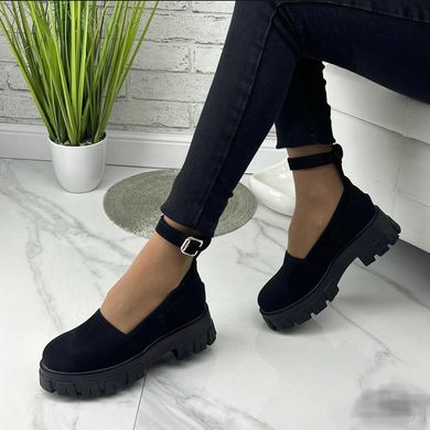 Жіночі туфлі чорні на платформі натуральна замша VIKA 1-1, 36, деми, натуральна шкіра