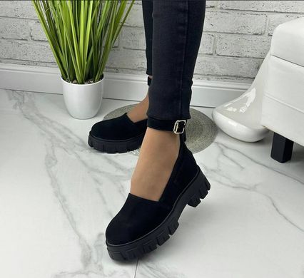 Жіночі туфлі чорні на платформі натуральна замша VIKA 1-1, 41, деми, натуральна шкіра