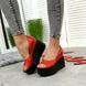 Женские туфли красные с открытым носком на танкетке натуральная кожа SOLO 2-7, 41, лето, натуральная кожа