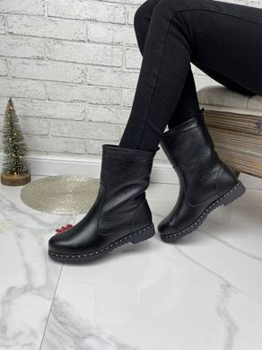 Жіночі черевики з натуральної шкіри чорні без каблука PILA 1-1, 41, деми, байка