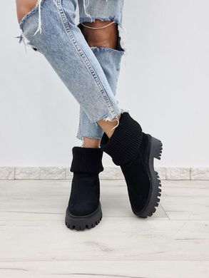 Жіночі черевики - челсі з довязом на високій підошві з натуральної замші DREAM 1-2, 36, зима, набивна вовна