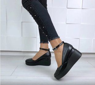 Женские туфли черные на танкетке натуральная кожа RINA 11 10569-41 фото