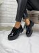 Жіночі туфлі на платформі на шнурках чорні натуральний лак SONA 1-2, 41, деми, натуральна шкіра