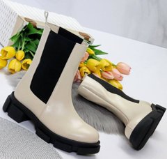 Женские ботинки на платформе бежевые натуральная кожа NEVO 1-5, 41, деми, байка