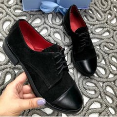 Жіночі туфлі чорні на низькому ходу натуральна замша DANI, 41, деми, натуральна шкіра