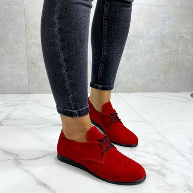 Жіночі туфлі червоні на низькому ходу натуральна замша KENYA 1-1, 41, деми, натуральна шкіра