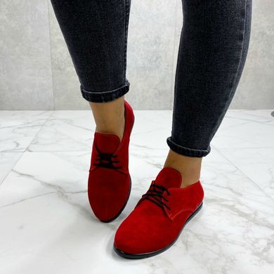 Женские туфли красные на низком ходу натуральная замша KENYA 1-1, 36, деми, натуральная кожа