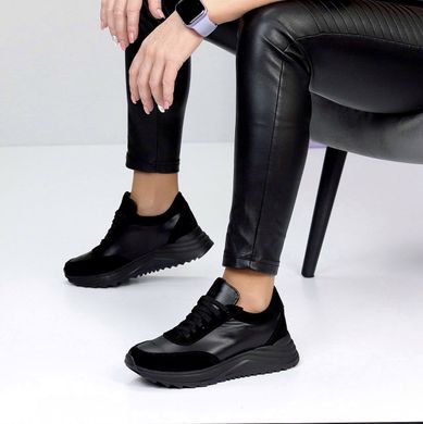 Женские кроссовки черные на платформе натуральная кожа BOSA 1-3, 36, деми, натуральная кожа