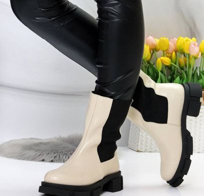 Жіночі черевики на платформі бежеві натуральна шкіра NEVO 1-5, 36, зима, набивна вовна