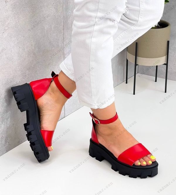 Женские босоножки на платформе красные натуральная кожа JOYN 1-2 13405-41 фото