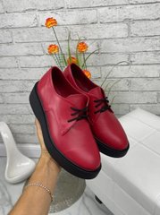 Женские туфли красные невысокая платформа, шнурки натуральная кожа BIMA 1-3, 40, деми, натуральная кожа
