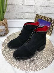 Женские ботинки черные не высокий каблук натуральная замша SONA 1-3, 41, деми, байка