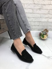 Женские туфли-лоферы на низком ходу черные натуральная замша DAISY 1-4, 41, деми, натуральная кожа