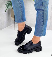 Женские туфли на платформе на шнурках черные натуральная кожа SONI 1-1, 41, деми, натуральная кожа