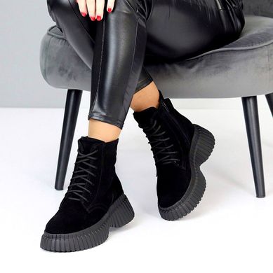 Женские ботинки на шнурках на платформе натуральная замша OTIS 1-4, 36, зима, набивная шерсть