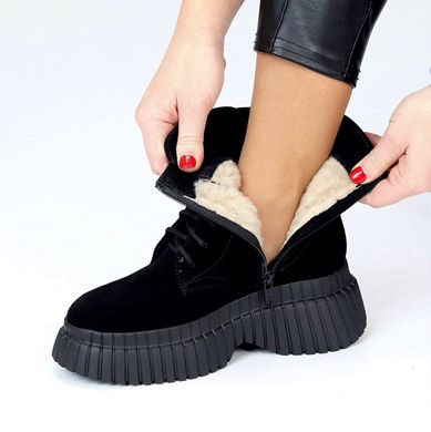 Жіночі черевики на шнурках на платформі натуральна замша OTIS 1-4, 41, зима, набивна вовна
