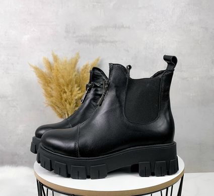 Женские ботинки черные на массивной подошве натуральная кожа PATRI 1-1, 36, зима, набивная шерсть