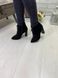 Женские ботильоны черные на устойчивом каблуке натуральная замша 2-1, 35, зима, набивная шерсть