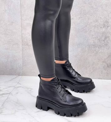 Женские ботинки на платформе черные натуральная кожа MAM 1-3, 36, зима, набивная шерсть