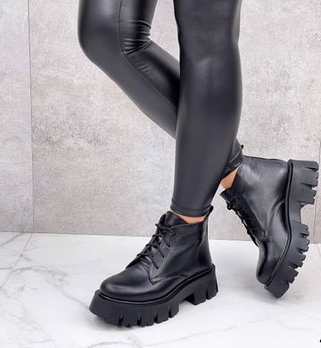 Жіночі черевики на платформі чорні натуральна шкіра MAM 1-3, 36, зима, набивна вовна