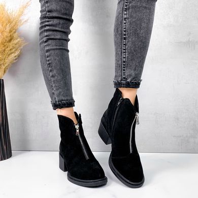 Женские ботинки черные не высокий каблук натуральная замша MIMI 1-2, 41, деми, байка
