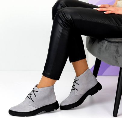 Женские ботинки на низком ходу на шнурках натуральная замша TIRO 3-5, 41, деми, байка