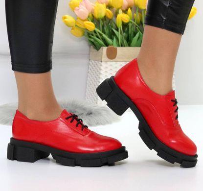 Женские туфли красные на протекторной подошве натуральная кожа PIRA 1-3, 41, деми, натуральная кожа