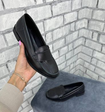 Женские туфли-лоферы на низком ходу черные натуральная кожа ADINA 1-3, 41, деми, натуральная кожа