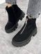 Женские ботинки черные на массивной подошве натуральная замша PATRI 1-3, 41, деми, байка