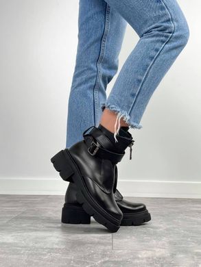 Жіночі чорні черевики на протекторній підошві натуральна шкіра SANTANA 1-2, 41, деми, байка
