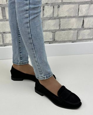 Жіночі туфлі-лофери на низькому ходу чорні натуральна замша ADINA 1-4, 41, деми, натуральна шкіра
