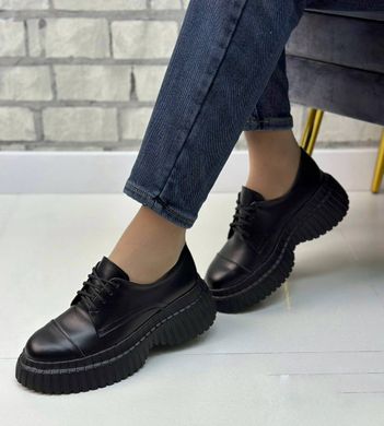Женские туфли черный на платформа на шнурках натуральная кожа ANITA 1-2, 36, деми, натуральная кожа