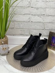 Жіночі черевики - хайтопи чорні на платформі натуральна шкіра TOPI 1-2, 41, деми, байка