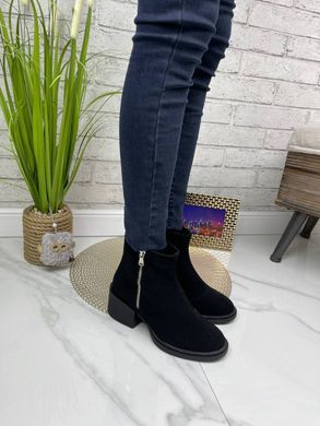 Женские ботинки черные не высокий каблук натуральная замша MAMA 1-2, 36, деми, байка