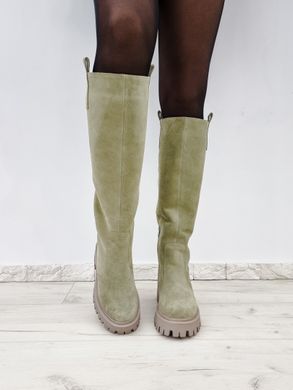 Жіночі чоботи - труби на платформі натуральна замша MENTA 1-5, 36, зима, набивна вовна