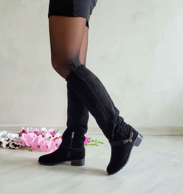 Жіночі чоботи високі з натуральної замші ELEN 2-4, 35, зима, набивна вовна