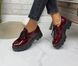 Жіночі туфлі на платформі на шнурках бордо натуральний лак KIKA 1-3, 41, деми, натуральна шкіра