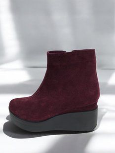 Женские ботильоны бордо на платформе натуральная замша MIRA 10-8 11783-41 фото