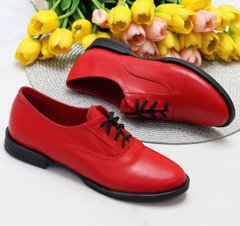 Жіночі туфлі червоні на шнурках натуральна шкіра DANI 2-6, 41, деми, натуральна шкіра