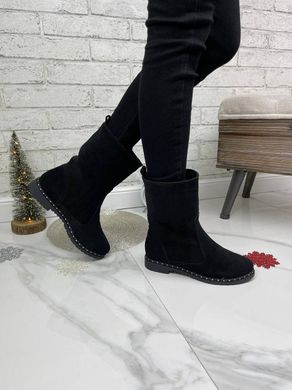 Жіночі черевики з натуральної замші чорні без каблука ALBA 1-2, 41, деми, байка
