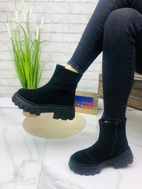 Женские ботинки на платформе черные натуральная замша SOTA 1-2, 41, деми, байка