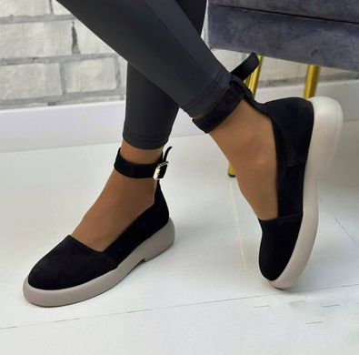 Жіночі туфлі із застібкою на щиколотці натуральна замша NODA 1-5, 36, деми, натуральна шкіра