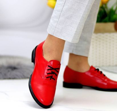 Женские туфли красные на шнурках натуральная кожа DANI 2-6, 41, деми, натуральная кожа