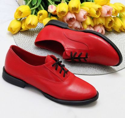 Женские туфли красные на шнурках натуральная кожа DANI 2-6, 41, деми, натуральная кожа